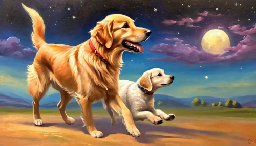 anatolian shepherd dog,companion dog,oil painting on canvas,golden retriever,labrador retriever,retriever,golden retriver,nova scotia duck tolling retriever,two dogs,oil painting,spinone italiano,pyrenean mastiff,great pyrenees,english setter,kangal dog,dog illustration,hunting dogs,boy and dog,leonberger,color dogs,Illustration,Realistic Fantasy,Realistic Fantasy 01