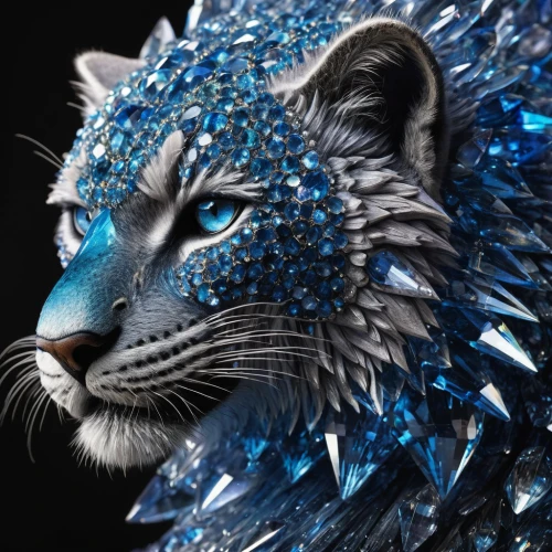 blue tiger,panther,lion - feline,feline,fractalius,lynx,wild cat,sapphire,feline look,animal feline,felidae,wildcat,silver blue,royal tiger,jaguar,armored animal,head of panther,cat warrior,lion,to roar,Photography,General,Natural