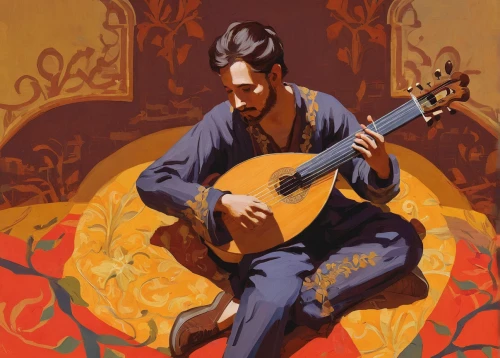 flamenco,classical guitar,bard,mandolin,cavaquinho,jazz guitarist,charango,art bard,guitar,banjo player,guitar player,musician,bouzouki,painted guitar,cello,string instrument,cellist,playing the guitar,stringed instrument,guitarist,Conceptual Art,Fantasy,Fantasy 09