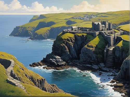 carrick-a-rede,isle of may,botallack mine,donegal,ruined castle,ireland,castle bran,northern ireland,cornwall,kings landing,wales,sceleton coast,coastal landscape,perranporth,neist point,kilbraur,cliff coast,orkney island,the cliffs,scotland,Illustration,Retro,Retro 04