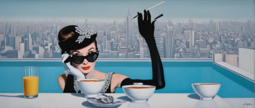 breakfast at tiffany's,woman drinking coffee,woman at cafe,parisian coffee,woman with ice-cream,art deco woman,coffee break,surrealism,coffee tea illustration,afternoon tea,the coffee shop,girl with cereal bowl,cigarette girl,high tea,cruella de ville,surrealistic,cups of coffee,fashion illustration,café au lait,caffè americano,Conceptual Art,Daily,Daily 22