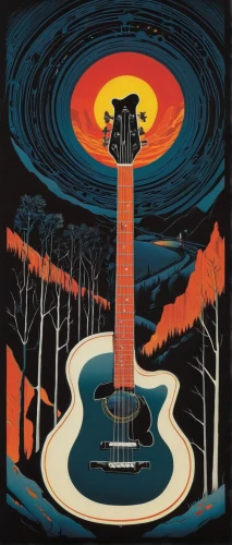 volcano,cool woodblock images,mushroom cloud,cavaquinho,stratovolcano,concert guitar,ring of fire,lake of fire,acoustic-electric guitar,folk music,atomic age,slide guitar,fire mountain,acoustic guitar,atomic bomb,campfire,painted guitar,pete seeger,the volcano,fire siren,Illustration,Vector,Vector 09