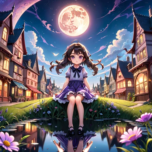 moon and star background,moonlit night,moonlit,moonlight,lunar,luna,moon night,starry sky,clear night,moon shine,moon,moonbow,hanging moon,big moon,dream world,full moon,moon and star,stars and moon,purple moon,moon addicted,Anime,Anime,General