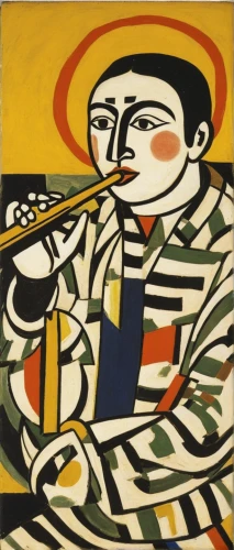 man with saxophone,trombone player,roy lichtenstein,the flute,trumpet player,trombonist,saxophone playing man,trumpeter,flautist,braque saint-germain,violin player,flute,harp player,flugelhorn,saxophonist,braque francais,wind instrument,david bates,saxophone player,woman playing violin,Art,Artistic Painting,Artistic Painting 39