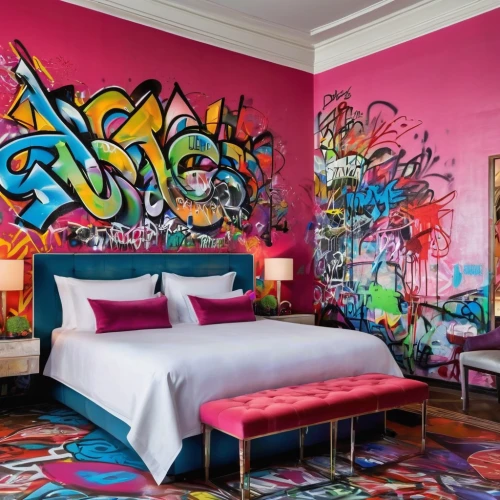 hotel w barcelona,boutique hotel,painted wall,great room,wall paint,color wall,guestroom,modern decor,flower wall en,hotelroom,casa fuster hotel,contemporary decor,hotel room,airbnb icon,hotel rooms,graffiti art,graffiti splatter,wall decoration,colorful city,painted block wall,Conceptual Art,Graffiti Art,Graffiti Art 09