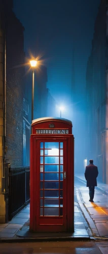 telephone booth,phone booth,payphone,tardis,pay phone,blue hour,diving bell,blue door,man talking on the phone,courier box,london,telephone,foggy,postbox,dr who,post box,night photography,newspaper box,ring fog,calling,Conceptual Art,Sci-Fi,Sci-Fi 22