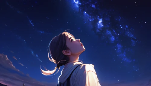 star sky,falling star,starry sky,falling stars,stargazing,the stars,astronomer,starlight,star mother,sky,looking up,starry,the night sky,stars,the moon and the stars,celestial,night sky,wonder,moon and star background,cg artwork,Conceptual Art,Fantasy,Fantasy 03