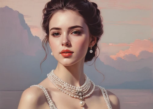 pearl necklace,pearl necklaces,oil painting,romantic portrait,fantasy portrait,oil painting on canvas,victorian lady,pearls,digital painting,white lady,young woman,world digital painting,love pearls,art painting,woman portrait,portrait of a girl,water pearls,girl portrait,oil paint,fantasy art,Conceptual Art,Fantasy,Fantasy 32