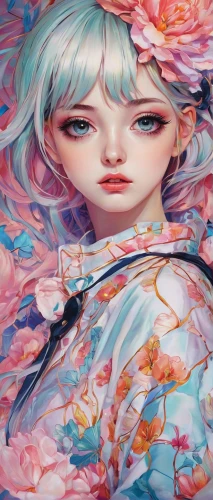 eglantine,painter doll,amano,cherry petals,artist doll,fabric painting,soft pastel,flower painting,peony,kimono fabric,painting pattern,pastel paper,girl in flowers,peony pink,tumbling doll,playmat,camellia,cold cherry blossoms,meticulous painting,fallen petals,Conceptual Art,Daily,Daily 15