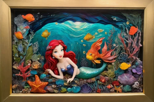 little mermaid,ariel,under the sea,fantasia,mermaid,koi pond,mermaid background,under sea,water nymph,mermaid vectors,aquarium decor,aquarium,rusalka,siren,mermaids,the sea maid,koi,girl with a dolphin,the bottom of the sea,merman,Art,Classical Oil Painting,Classical Oil Painting 36