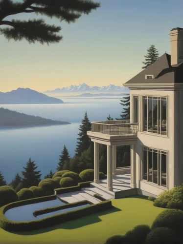 house with lake,home landscape,luxury property,summer house,house by the water,house painting,overlook,luxury home,luxury real estate,mansion,pool house,house in mountains,peninsula,bendemeer estates,lake view,country estate,villa,house drawing,house silhouette,private house,Art,Artistic Painting,Artistic Painting 48