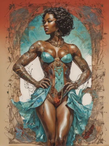 muscle woman,maria bayo,fitness and figure competition,sci fiction illustration,african american woman,woman strong,symetra,body building,wonderwoman,body-building,tiana,black women,sculpt,strong woman,rosa ' amber cover,bodybuilding,warrior woman,bodybuilder,black woman,shredded,Illustration,Realistic Fantasy,Realistic Fantasy 21