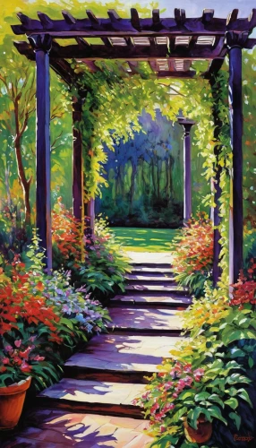 pergola,gardens,nature garden,cottage garden,pathway,walkway,arboretum,garden bench,towards the garden,garden,lilac arbor,flower garden,secret garden of venus,the garden,yellow garden,sake gardens,english garden,to the garden,home landscape,garden of plants,Illustration,Abstract Fantasy,Abstract Fantasy 11