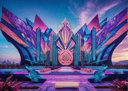 temple fade,art deco,temples,art deco background,bangkok,da nang,jakarta,chiang rai,diamond lagoon,singapore,lotus temple,brunei,shanghai disney,danang,futuristic architecture,singapore landmark,om,dubai garden glow,acapulco,kuala lumpur,Illustration,Vector,Vector 18