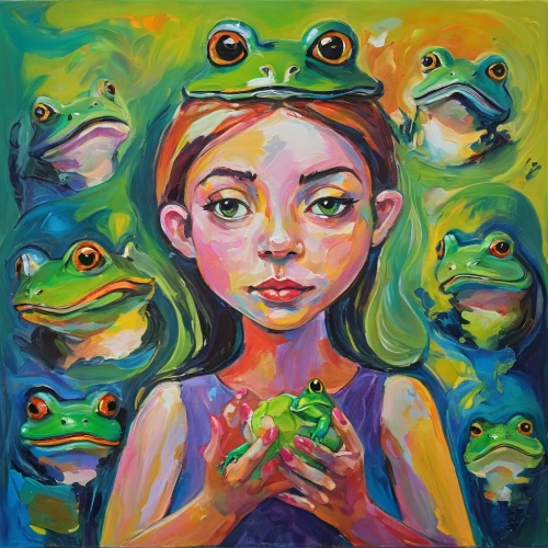 woman frog,frog gathering,frog through,frog background,frogs,kawaii frogs,green frog,frog king,hyla,frog,amphibians,amphibian,kawaii frog,frog figure,tree frogs,water frog,frog prince,pond frog,chorus frog,bullfrog,Conceptual Art,Oil color,Oil Color 20