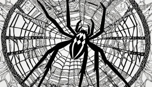 widow spider,tangle-web spider,spider,arachnid,webbing clothes moth,harvestman,spider network,argiope,spider silk,st andrews cross spider,spider net,spiderweb,spider the golden silk,web,webbing,harvestmen,spider's web,walking spider,spider web,coloring page,Illustration,Black and White,Black and White 11