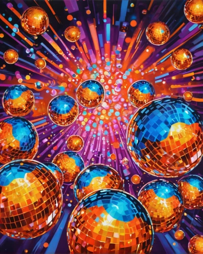 christmas balls background,disco,spheres,prism ball,epcot ball,glass balls,plasma bal,disco ball,electron,fireworks art,mirror ball,kaleidoscope art,pinball,christmas balls,supernova,orbitals,silver balls,dimensional,atoms,quantum,Illustration,Realistic Fantasy,Realistic Fantasy 38