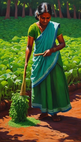 kerala,field cultivation,pongal,agricultural,karnataka,agriculture,cultivation,indian art,cereal cultivation,agricultural use,khokhloma painting,picking vegetables in early spring,vegetables landscape,paddy harvest,vegetable field,cultivated field,indian woman,crop plant,brinjal,oil painting on canvas,Conceptual Art,Daily,Daily 02