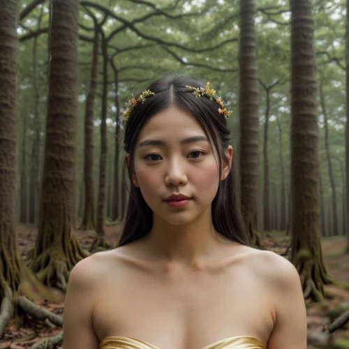 dryad,asian woman,asian costume,ballerina in the woods,asian girl,oriental girl,oriental princess,vintage asian,japanese woman,asian vision,mulan,faerie,asian,the enchantress,bodypaint,wood elf,inner mongolian beauty,gold crown,青龙菜,golden crown