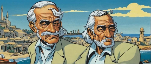 mundi,pensioners,old couple,two fish,droids,canarian wrinkly potatoes,mirror image,three wise men,garp fish,background image,twin towers,the three wise men,duo,clones,marine scientists,post impressionism,vilgalys and moncalvo,wise men,father and son,grandparents,Illustration,American Style,American Style 05