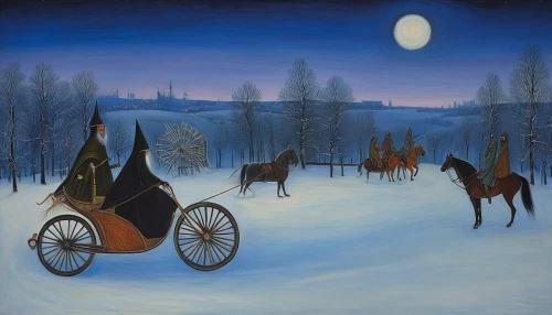 sleigh ride,christmas caravan,sleigh with reindeer,horse-drawn carriage,christmas landscape,horse-drawn,night scene,santa sleigh,carriage,horse carriage,winter landscape,horse drawn,horse and cart,nordic christmas,horse and buggy,sleigh,horse drawn carriage,handcart,dog sled,christmas scene,Illustration,Abstract Fantasy,Abstract Fantasy 16