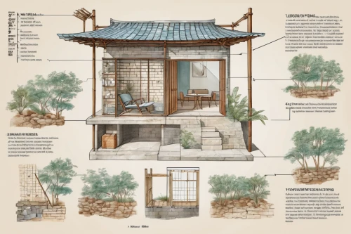 asian architecture,japanese architecture,chinese architecture,hanok,junshan yinzhen,garden elevation,garden buildings,bamboo plants,japanese garden ornament,cooling house,eco-construction,oriental painting,garden design sydney,japanese-style room,chinese style,permaculture,timber house,insect house,exterior decoration,illustrations,Unique,Design,Infographics
