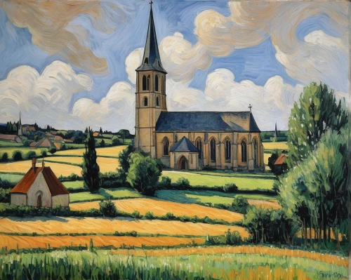 church painting,dutch landscape,fredric church,karrenwiel,delft,münsterland,kerken,francis church,notre dame de sénanque,david bates,braque du bourbonnais,laekenois,north churches,holland,santbrink,holstein,saint michel,church,brakel,church towers,Illustration,Realistic Fantasy,Realistic Fantasy 23