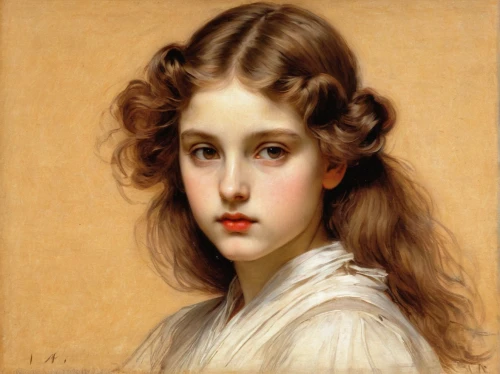 portrait of a girl,bouguereau,young girl,young woman,girl portrait,child portrait,girl with cloth,portrait of a woman,young lady,mystical portrait of a girl,franz winterhalter,bougereau,vintage female portrait,girl in cloth,woman portrait,girl with bread-and-butter,girl in a long,artemisia,artist portrait,romantic portrait,Illustration,Paper based,Paper Based 11
