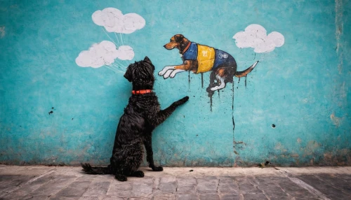 galgo español,girl with dog,flying dog,flying dogs,cockapoo,boy and dog,street art,basset bleu de gascogne,beauceron,urban street art,streetart,street artists,saluki,street artist,kerry blue terrier,hungarian pointing dog,puppeteer,dog-photography,whimsical animals,petit basset griffon vendéen,Conceptual Art,Graffiti Art,Graffiti Art 04