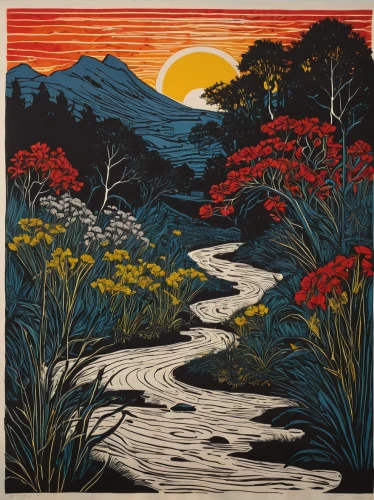 david bates,cool woodblock images,woodblock prints,olle gill,brook landscape,mountain stream,carol colman,flowing creek,woodcut,stream bed,watercourse,streams,river landscape,meander,river cooter,mountain river,carol m highsmith,tapestry,landscape red,nz,Conceptual Art,Graffiti Art,Graffiti Art 06