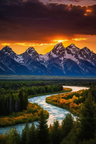 snake river,grand teton,grand tetons,teton,united states national park,paine national park,snake river lakes,patagonia,torres del paine national park,landscapes beautiful,wyoming,beautiful landscape,rocky mountain,torres del paine,landscape photography,mountain sunrise,new zealand,national park,yellowstone national park,mountain river,Illustration,Abstract Fantasy,Abstract Fantasy 09