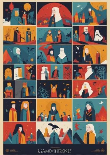 game of thrones,thrones,sci fiction illustration,games of light,jrr tolkien,chess icons,biblical narrative characters,kings landing,gandalf,hobbit,campfires,cancer illustration,lord who rings,a3 poster,campfire,fairy tale icons,star trek,candlemas,travel poster,trek,Illustration,Vector,Vector 06