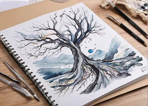 watercolor tree,watercolor pine tree,painted tree,birch tree illustration,watercolor painting,isolated tree,watercolor blue,flourishing tree,watercolor,watercolor background,magic tree,trees with stitching,winter tree,watercolor pencils,tree and roots,bare tree,snowy tree,watercolor sketch,tree of life,the branches of the tree,Illustration,Black and White,Black and White 07