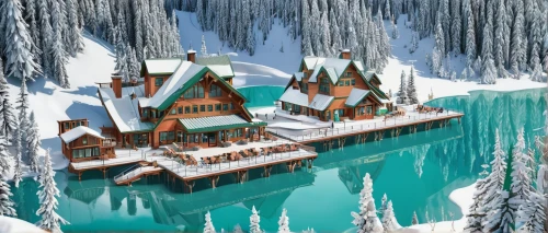 emerald lake,winter village,ski resort,christmas landscape,north pole,christmas town,ice castle,winter house,winter lake,lake louise,alpine village,aurora village,winter background,christmas snowy background,snow scene,winter landscape,christmas village,snow landscape,fairy tale castle,snowshoe,Unique,3D,Isometric