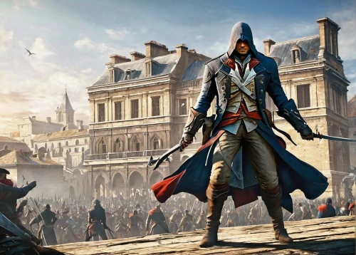 french digital background,assassins,assassin,massively multiplayer online role-playing game,the carnival of venice,de ville,lyon,the pied piper of hamelin,hooded man,full hd wallpaper,background image,hamelin,game illustration,venetian,saint michel,constantinople,paris,game art,france,celebration cape,Illustration,Vector,Vector 03
