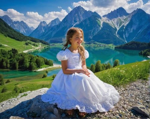 sound of music,bavarian swabia,heidi country,little girl in wind,lake lucerne region,austria,children's fairy tale,girl in white dress,girl in a long dress,austrian,little girl dresses,eastern switzerland,alpine region,east tyrol,tyrol,canton of glarus,idyll,country dress,relaxed young girl,south tyrol,Conceptual Art,Daily,Daily 28