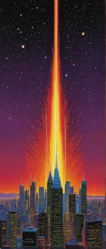 meteor rideau,meteor,city in flames,tribute in light,meteorite impact,wtc,1wtc,1 wtc,meteorite,asteroid,september 11,asteroids,laser beam,flaming torch,the eruption,burning torch,torch,apocalypse,sci fiction illustration,pyrotechnic,Conceptual Art,Sci-Fi,Sci-Fi 21