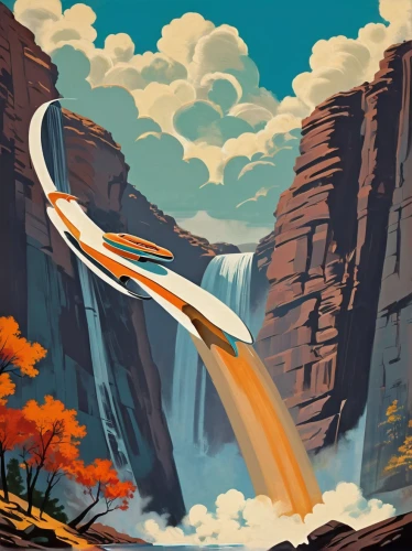 brown waterfall,bridal veil fall,fall landscape,bond falls,canyon,water falls,waterfall,autumn mountains,water fall,travel poster,falls of the cliff,falls,ash falls,a small waterfall,tower fall,waterfalls,cascades,fairyland canyon,wasserfall,cascade,Illustration,Retro,Retro 12