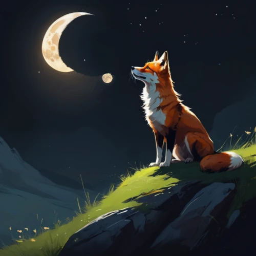 foxes,a fox,little fox,fox,night watch,moonlit night,cute fox,child fox,adorable fox,moonlit,red fox,moonlight,howl,moonrise,full moon,redfox,moon and star,dusk background,full moon day,moon and star background