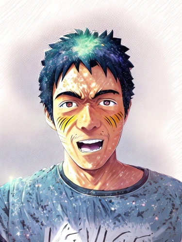 2d,lance,ishigaki,paint splatter,food coloring,rainmaker,green pufferfish,spark of shower,seaweed,furikake,dandruff,sunflower coloring,splattered,rain shower,crying man,drizzle,sweat,cleanser,colored,shower of sparks,Common,Common,Japanese Manga