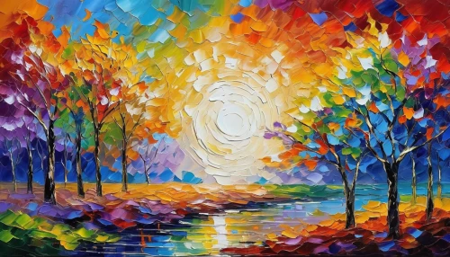 autumn landscape,oil painting on canvas,fall landscape,autumn background,colorful tree of life,autumn trees,art painting,oil painting,oil on canvas,light of autumn,autumn sun,abstract painting,autumn forest,autumn leaves,autumn tree,colorful light,autumn scenery,fall leaves,painting technique,acrylic paint,Illustration,Realistic Fantasy,Realistic Fantasy 20