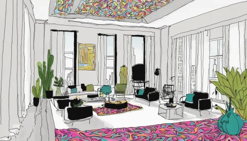 ornate room,interior design,interior decoration,beauty room,sitting room,apartment lounge,casa fuster hotel,art deco,livingroom,fashion illustration,living room,interior decor,art nouveau design,interiors,an apartment,boutique hotel,contemporary decor,luxury home interior,coloring page,decor,Illustration,Children,Children 06