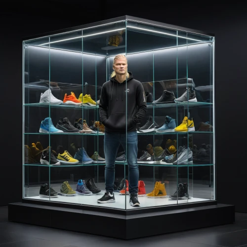 shoe cabinet,display case,shoe store,walk-in closet,vitrine,display dummy,men's shoes,shoemaker,closet,display window,sneakers,active footwear,men shoes,shoes icon,retail,showcase,sizes,sneaker,product display,shelves,Photography,General,Natural