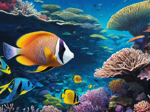 coral reef fish,anemone fish,butterflyfish,great barrier reef,underwater background,sea animals,sea life underwater,lemon butterflyfish,aquarium decor,aquarium inhabitants,anemonefish,coral reef,aquatic animals,amphiprion,coral reefs,marine diversity,butterfly fish,tropical fish,lemon surgeonfish,golden angelfish,Conceptual Art,Sci-Fi,Sci-Fi 05