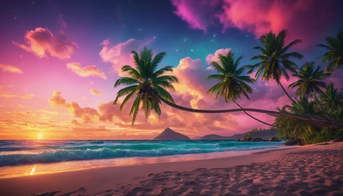 tropical beach,dream beach,beach landscape,caribbean beach,beautiful beach,tropical floral background,beautiful beaches,tropical sea,coconut trees,beach scenery,tropical island,caribbean,tropics,colorful background,paradise beach,ocean paradise,background colorful,pink beach,sunrise beach,tropical house,Photography,General,Cinematic