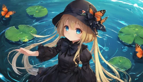 underwater background,tsumugi kotobuki k-on,rusalka,violet evergarden,water nymph,halloween witch,water forget me not,navi,nasturtiums,witch's hat,alice,water-the sword lily,umiuchiwa,witch hat,fantasia,sea,poi,ocean background,ocean,seabed,Illustration,Realistic Fantasy,Realistic Fantasy 30