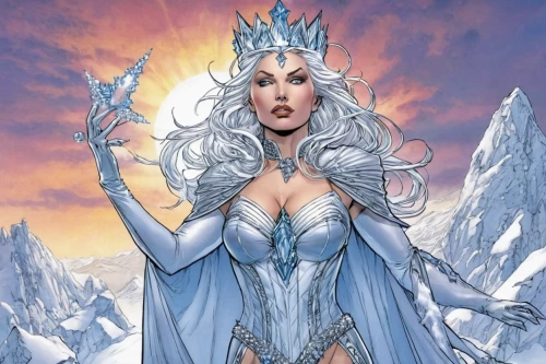 ice queen,the snow queen,ice princess,white rose snow queen,fantasy woman,suit of the snow maiden,heroic fantasy,elsa,blue enchantress,winterblueher,celtic queen,fantasy art,sorceress,ice crystal,goddess of justice,ice,fantasy picture,the enchantress,icemaker,white walker,Illustration,American Style,American Style 02