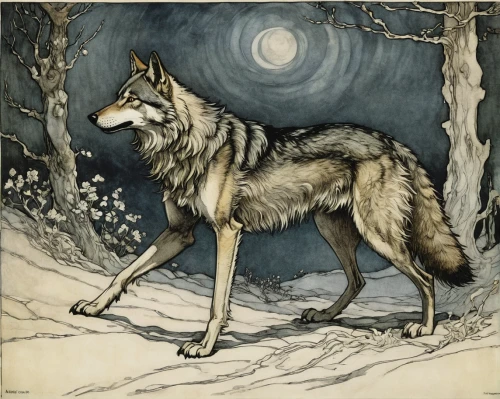 constellation wolf,howling wolf,european wolf,canidae,wolf,canis lupus,wolfdog,gray wolf,canis lupus tundrarum,wolves,howl,kate greenaway,suidae,saarloos wolfdog,arthur rackham,wolf's milk,wolf hunting,dog illustration,bohemian shepherd,tamaskan dog,Illustration,Retro,Retro 25