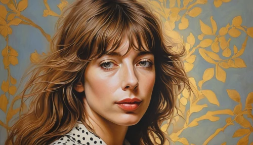 feist,cloves schwindl inge,mary-gold,oil painting,oil painting on canvas,gold paint stroke,gold foil laurel,portrait of a girl,girl portrait,gold paint strokes,girl in a long,woman portrait,gold leaf,art painting,portrait of christi,portrait background,oil on canvas,italian painter,artist portrait,girl with tree,Illustration,Realistic Fantasy,Realistic Fantasy 44