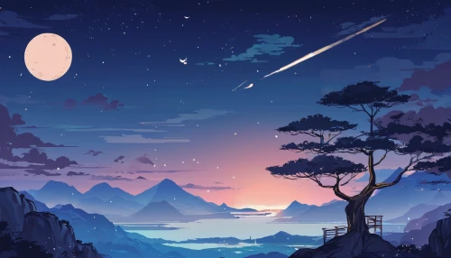 moon and star background,earth rise,lunar landscape,moons,landscape background,dusk background,fantasy landscape,moon and star,stars and moon,night sky,futuristic landscape,moonrise,moonlit night,background with stones,mountain world,hanging moon,backgrounds,the moon and the stars,background screen,the night sky,Illustration,Japanese style,Japanese Style 06